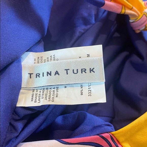 Trina Turk Breeze Ruffle Plunge One-Piece Swimsuit Size 14 - Picture 4 of 5